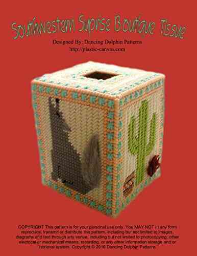 Southwestern Surprise Boutique Tissue Box Cover: Plastic Canvas Pattern