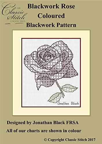 Blackwork Rose Coloured Blackwork Pattern
