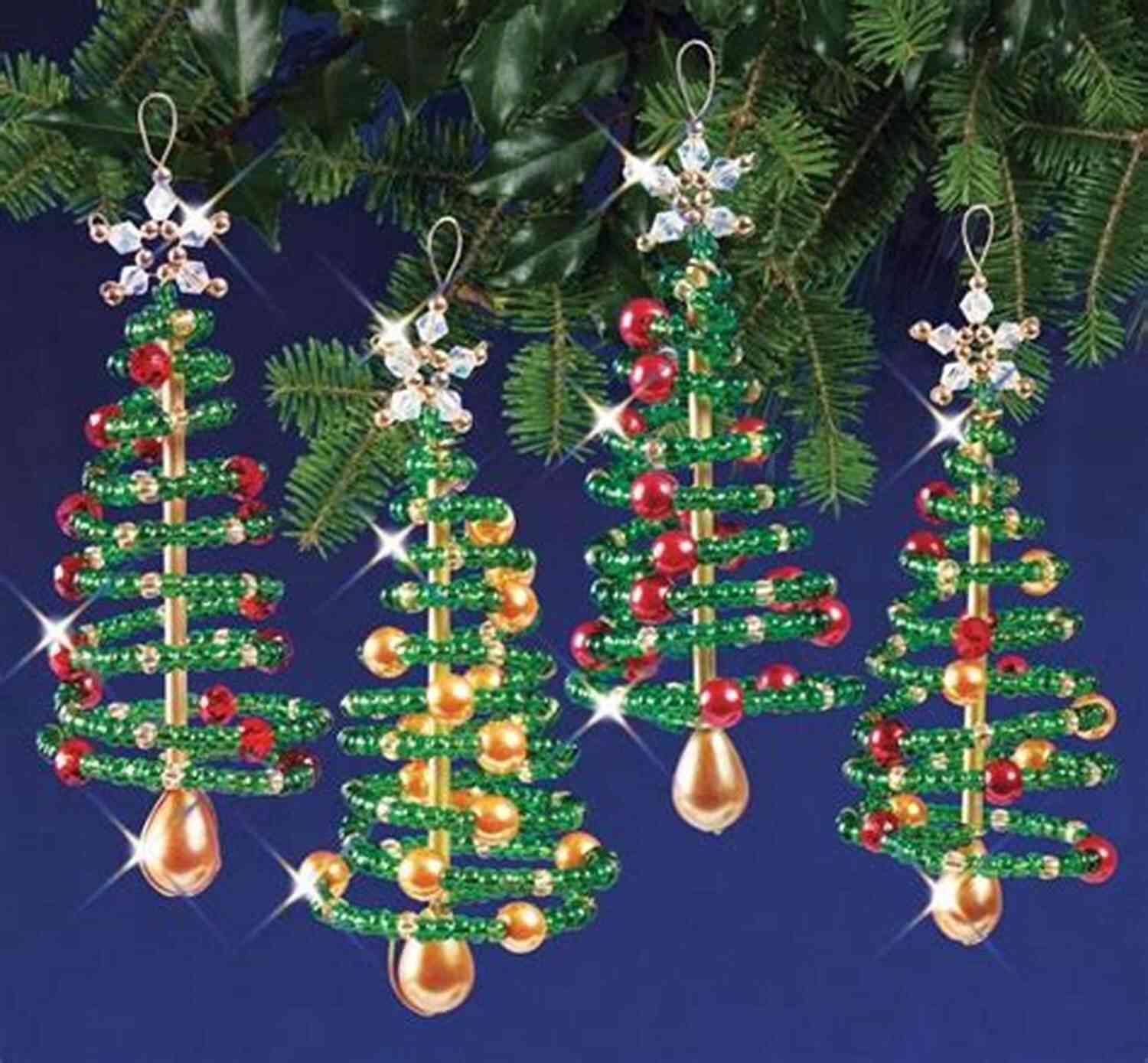 Beautiful Beaded Christmas Tree Ornaments On Display Beaded Christmas Tree Ornaments: Plastic Canvas Pattern