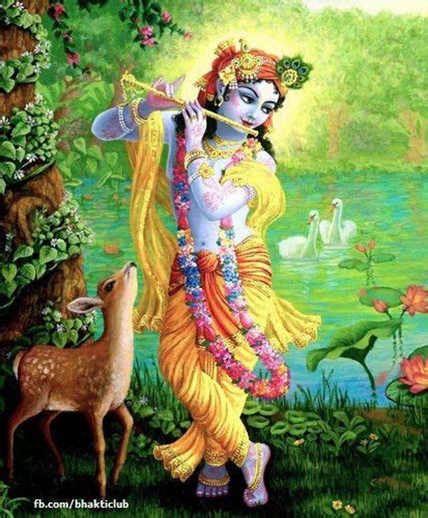 Beautiful Krishna Playing His Flute By The Yamuna River At Sunset, Spreading Divine Tranquility Beautiful Krishna (In Closing 10)