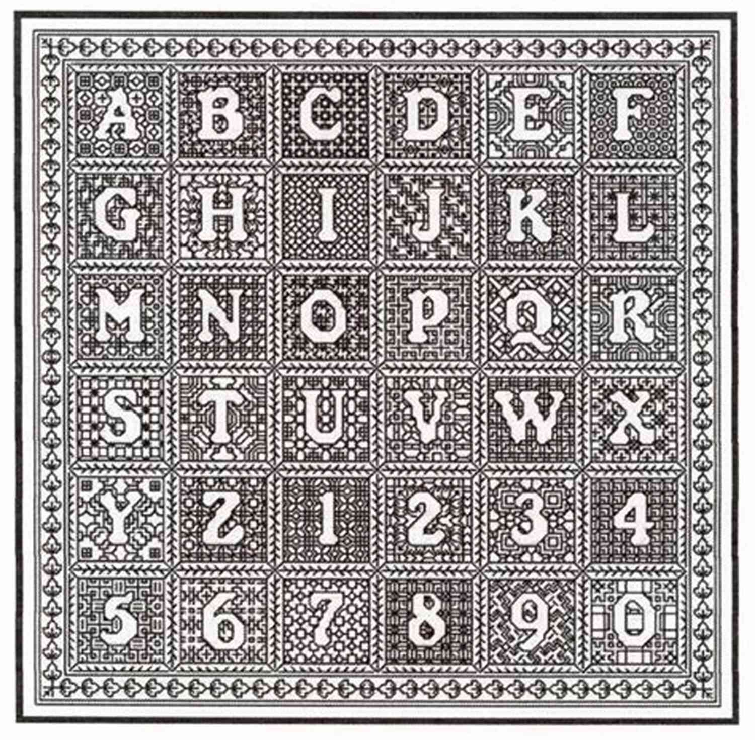 Blackwork Alphabet Sampler Blackwork Pattern