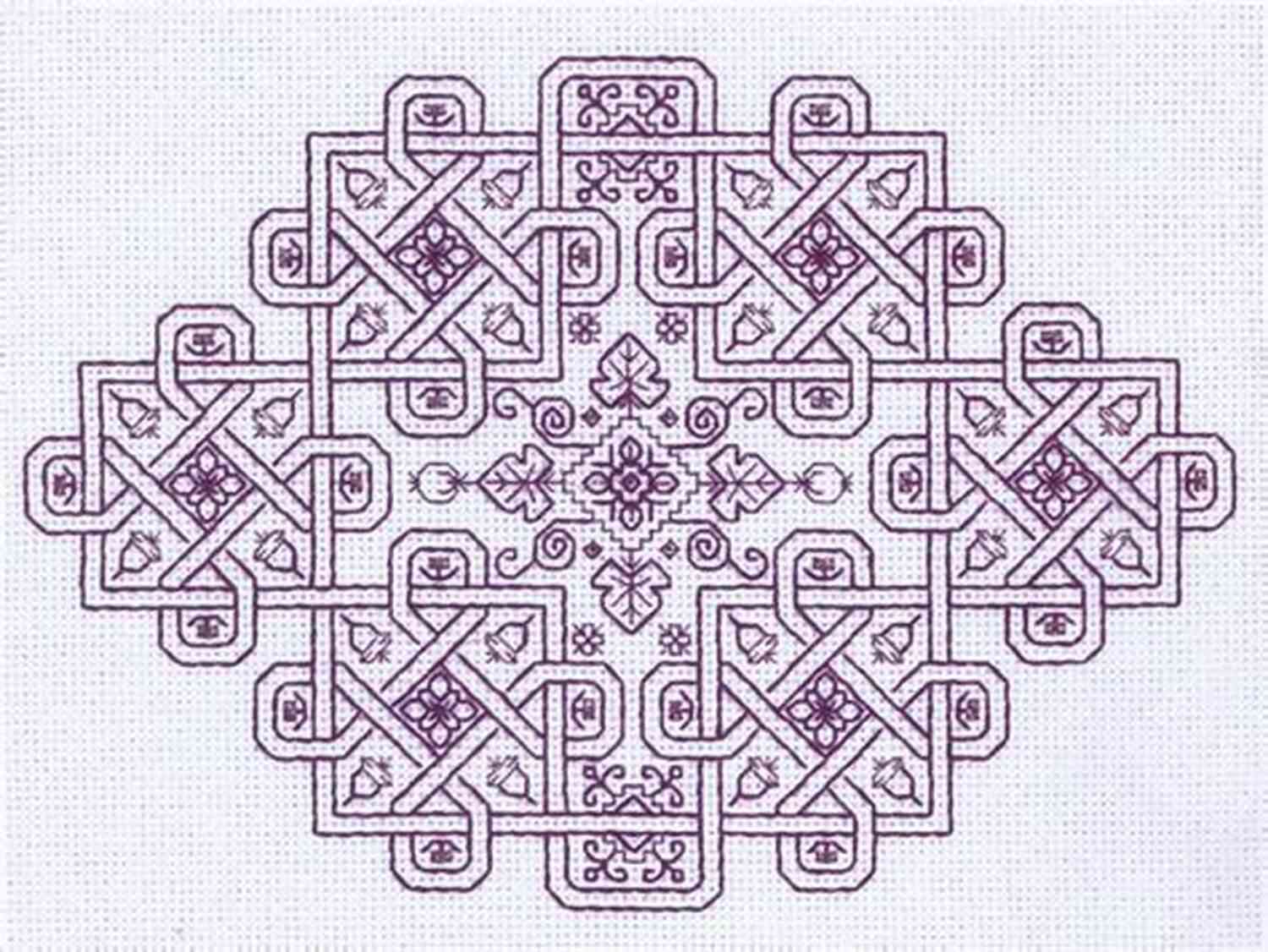 Close Up Of The Blackwork Knot Garden Pattern: Intricate Details And Precise Stitching Create An Awe Inspiring Result Blackwork Knot Garden 1 Blackwork Pattern