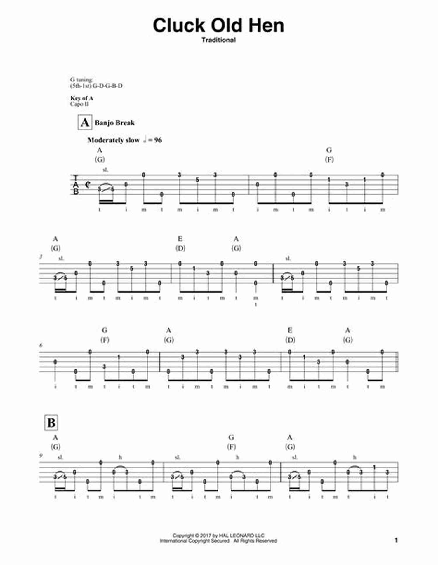 Cluck Old Hen Clawhammer Banjo Tab Six Easy Tabs For Clawhammer Banjo Key Of G