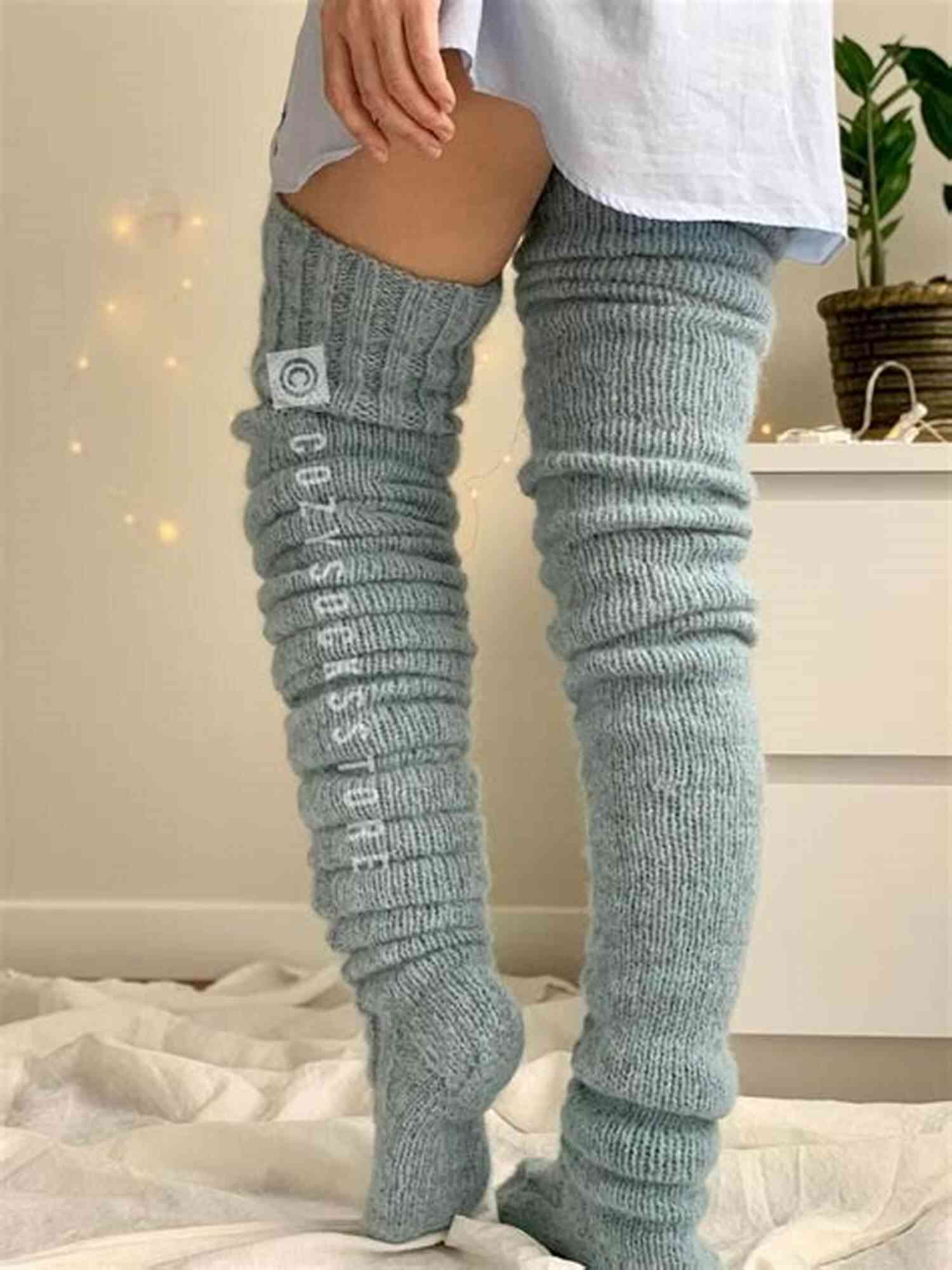 Colorful Striped Socks Thigh High Chunky Socks Knitting Pattern