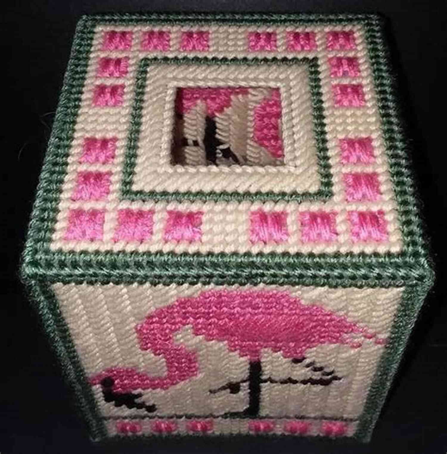 Flamingo Dance Collection Delicate Tissue Box Cover Pattern Flamingo Dance Collection: 4 Plastic Canvas Patterns