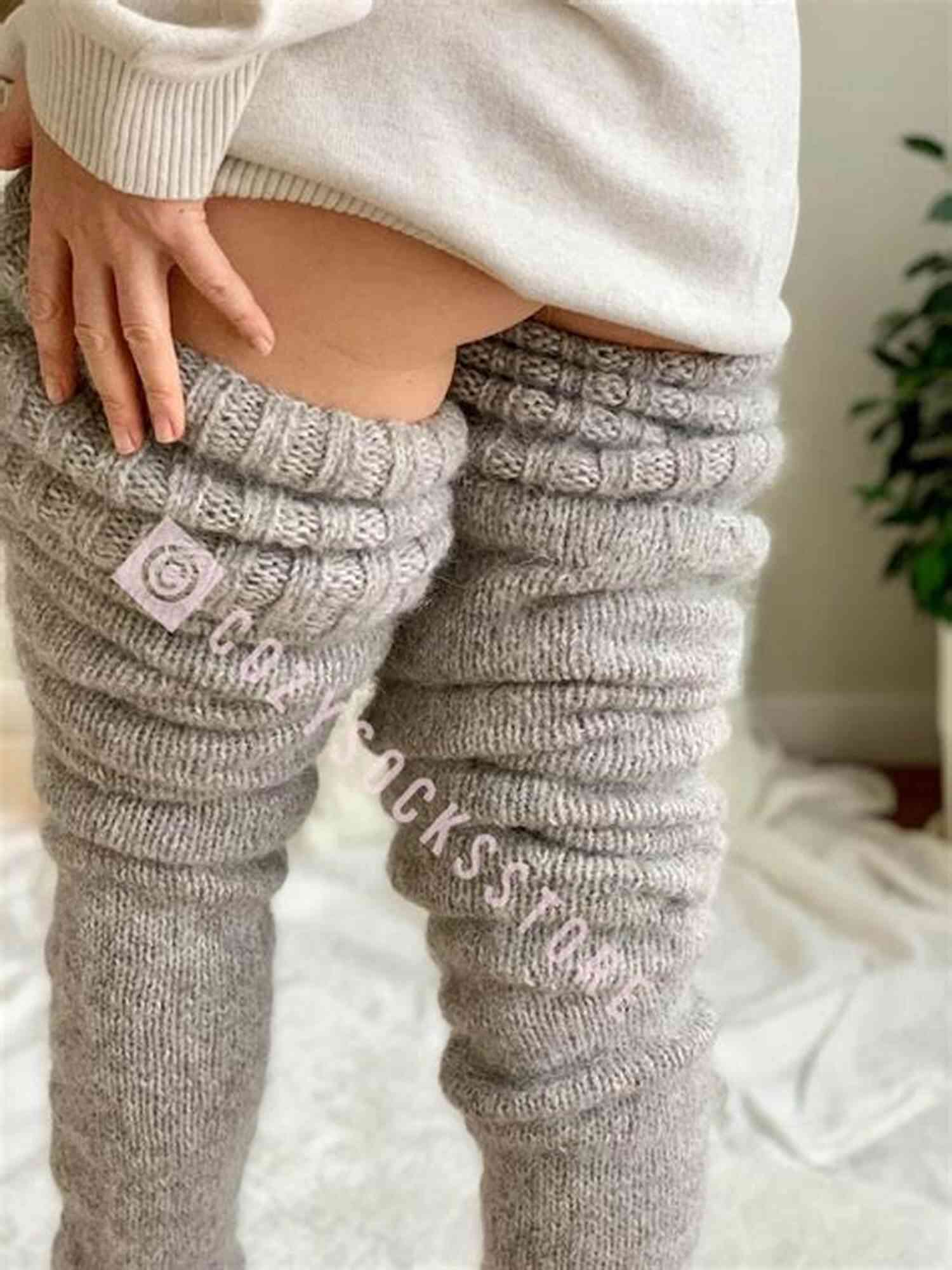 Fuzzy Mohair Socks Thigh High Chunky Socks Knitting Pattern