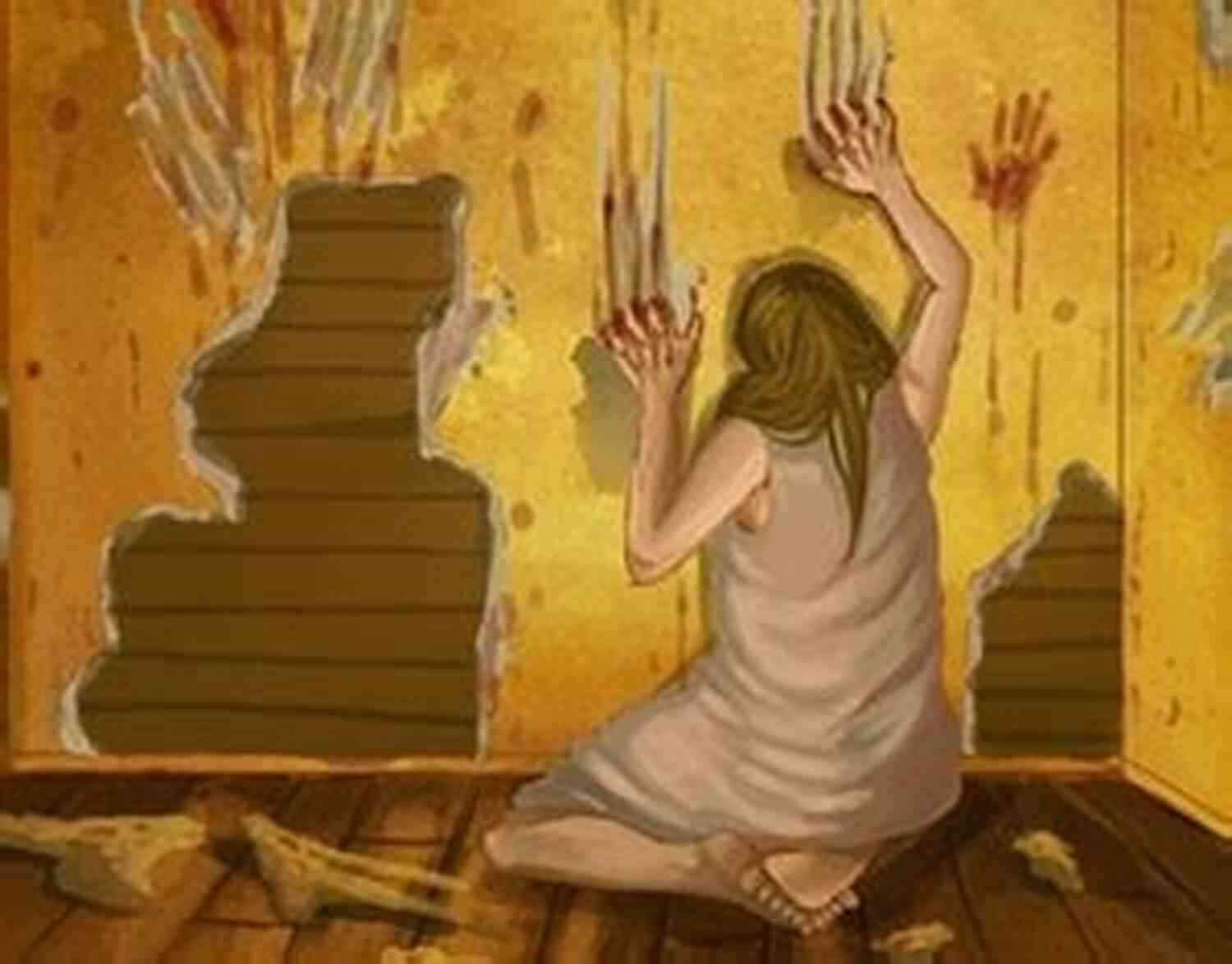Illustration Of A Woman Tearing Down The Yellow Wallpaper The Yellow Wallpaper: By Charlotte Perkins Gilman : Illustrated