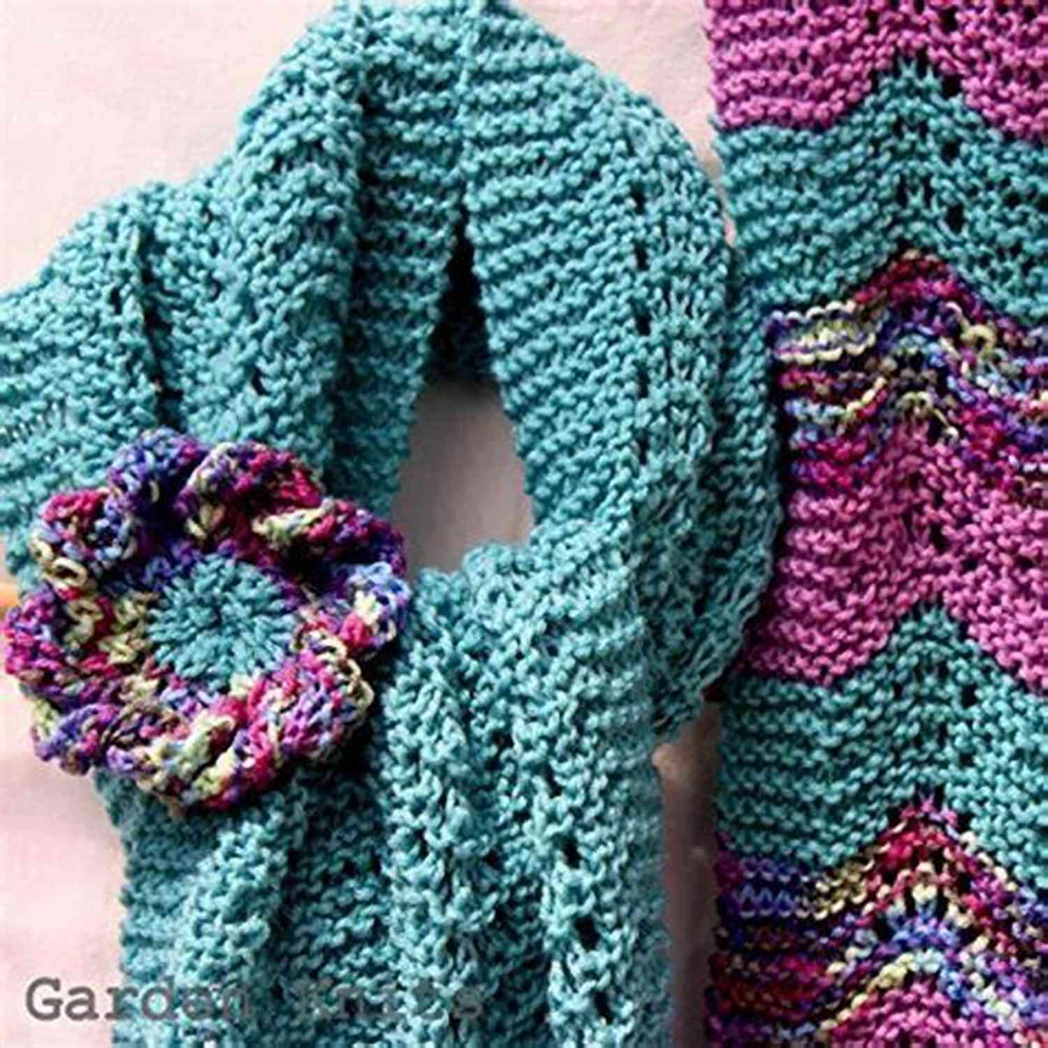 Knitting Pattern For A Beautiful Spring Lace Scarf And Statement Flower Corsage Spring Lace Scarf And Statement Flower Corsage Knitting Pattern