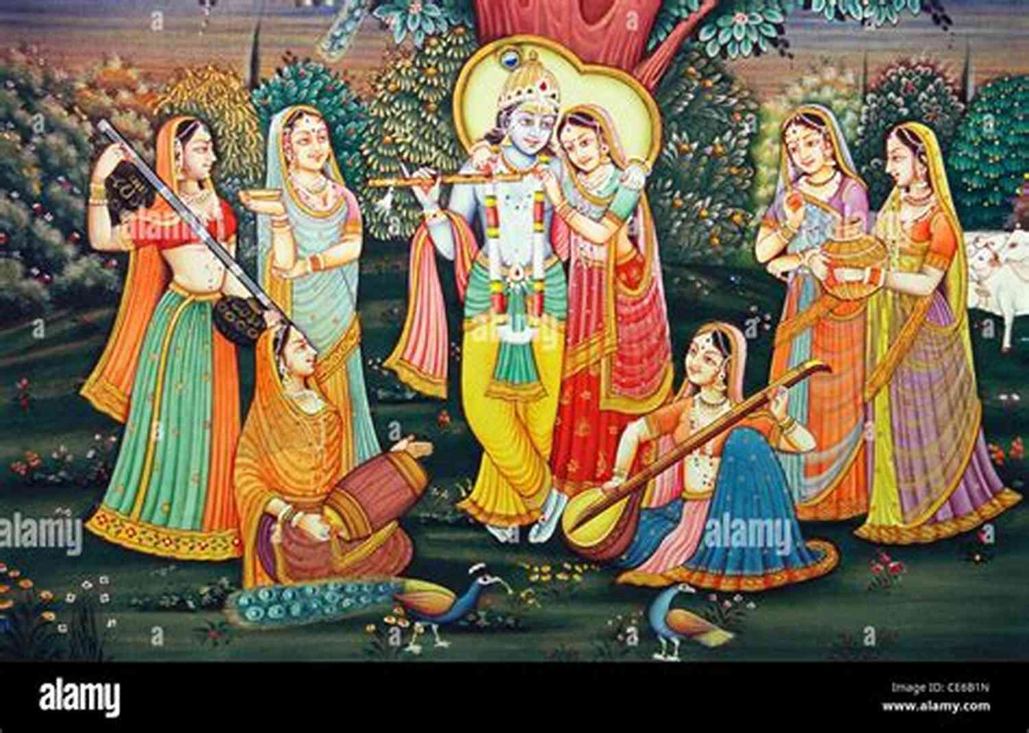 Krishna Enchanting Radha And The Gopis With His Mesmerizing Flute Playing During The Raas Lila Beautiful Krishna (In Closing 10)