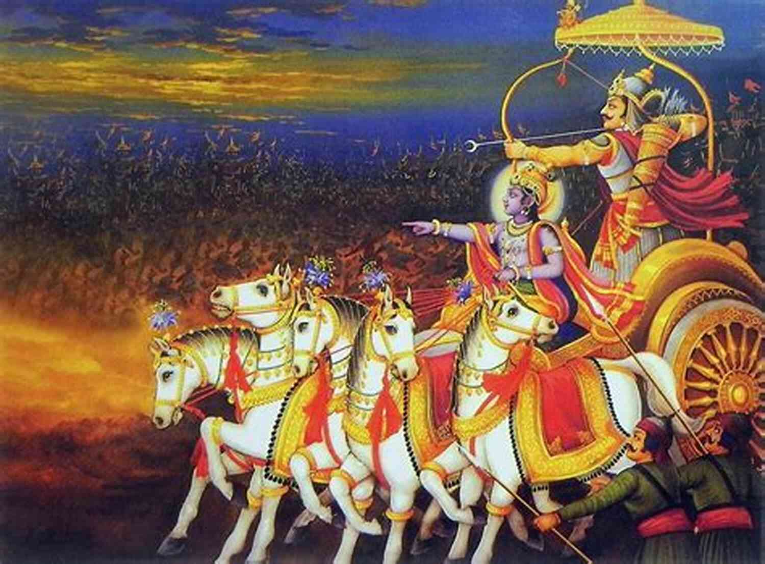 Krishna Giving Advice And Guidance To Arjuna During The Great Mahabharata Battle Beautiful Krishna (In Closing 10)