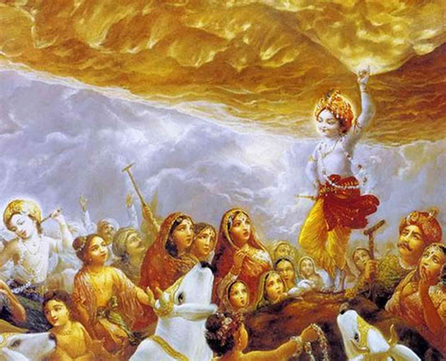 Krishna Lifting Govardhan Hill To Protect The Villagers From Indra's Wrath Beautiful Krishna (In Closing 10)