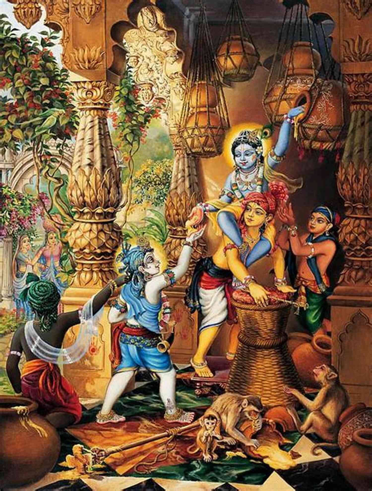 Krishna Stealing Butter From A Pot With Mischievous Expression On His Face Beautiful Krishna (In Closing 10)