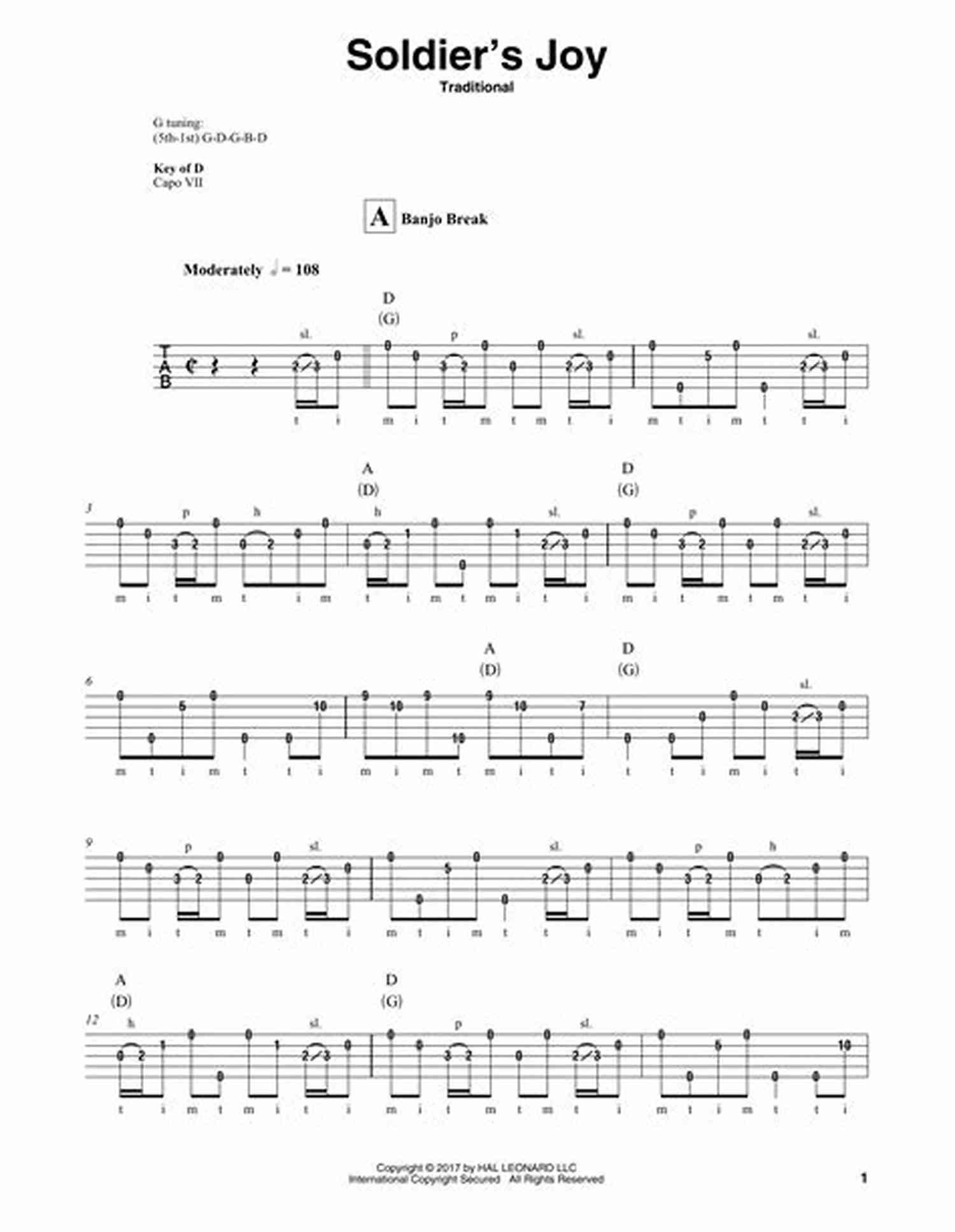 Soldier's Joy Clawhammer Banjo Tab Six Easy Tabs For Clawhammer Banjo Key Of G